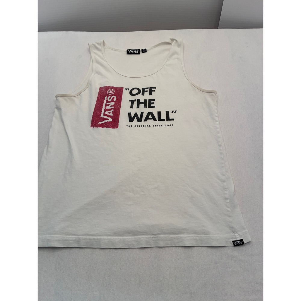 Vans Off The Wall Graphic Tank Top Mens Medium White Sleeveless Skate Shirt